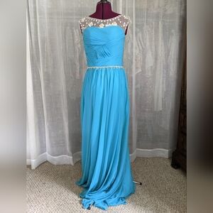 Turquoise & gems princess gown prom dress